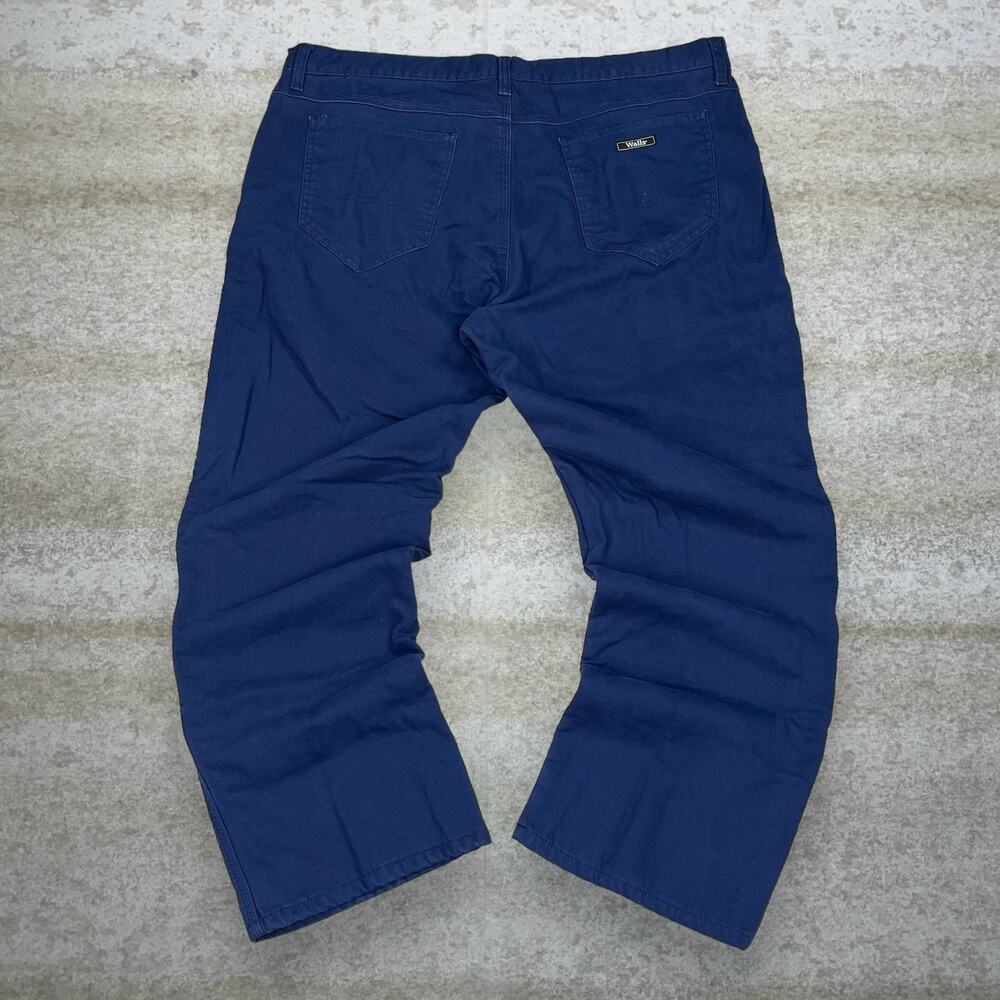 Vintage 90s Walls Work Pants 32x30 Baggy Fit Navy Blue Canvas Cotton Fleece
